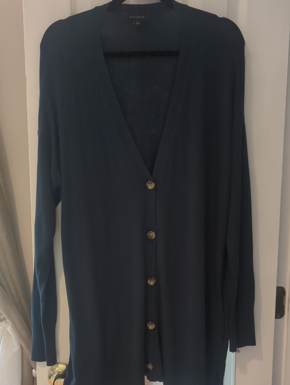 Ann Taylor Deep Navy Green Lightweight Cardigan